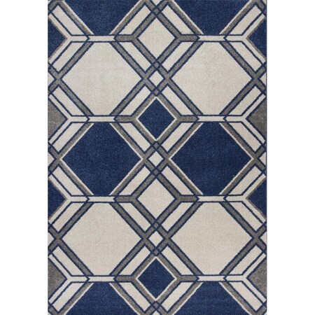 Palacedesigns 3 ft. 3 in. x 4 ft. 11 in. UV-Treated Polypropylene Ivory & Denim Area Rug PA3655612